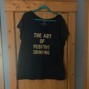 Torrid Navy Tee with Tan Text The Art Of Positive Drinking